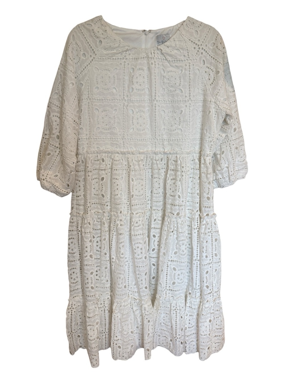 Dainty Jewells White Eyelet Tiered Midi Dress large